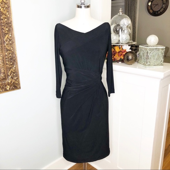 Anne Klein Dresses & Skirts - Anne Klein Black Ruched Sheath Dress V Neck